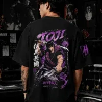 Toji Fushiguro oversized black anime t shirt by Dilli Drip