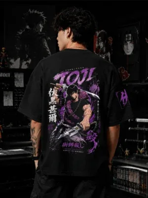 Toji Fushiguro oversized black anime t shirt by Dilli Drip