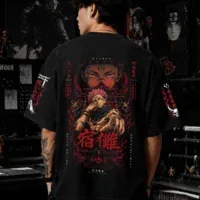 Sukuna King of Curses oversized black anime t shirt by Dilli Drip