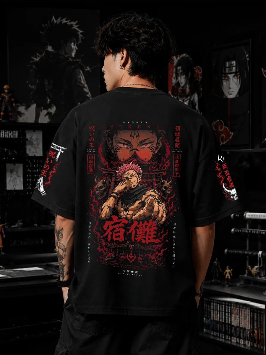 Sukuna King of Curses oversized black anime t shirt by Dilli Drip