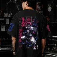 Akaza oversized black anime t shirt by Dilli Drip