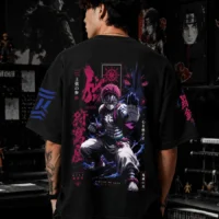 Akaza oversized black anime t shirt by Dilli Drip