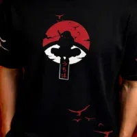 Itachi Uchiha inspired artwork on black oversized t shirt