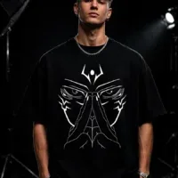 Sukuna inspired artwork on black oversized t shirt