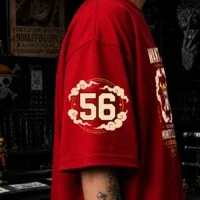 Model wearing Monkey D Luffy oversized anime streetwear t shirt