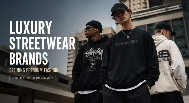 Luxury streetwear brands featuring premium oversized fashion and modern urban street style in 2026