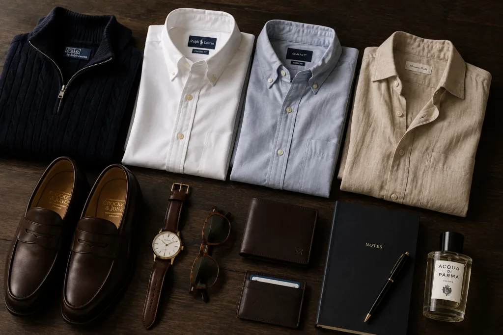 Old money outfits men essentials with timeless wardrobe accessories.