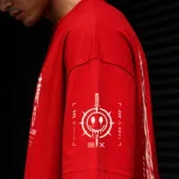 Mute Rage oversized T-shirt featuring bold Oni mask back graphic