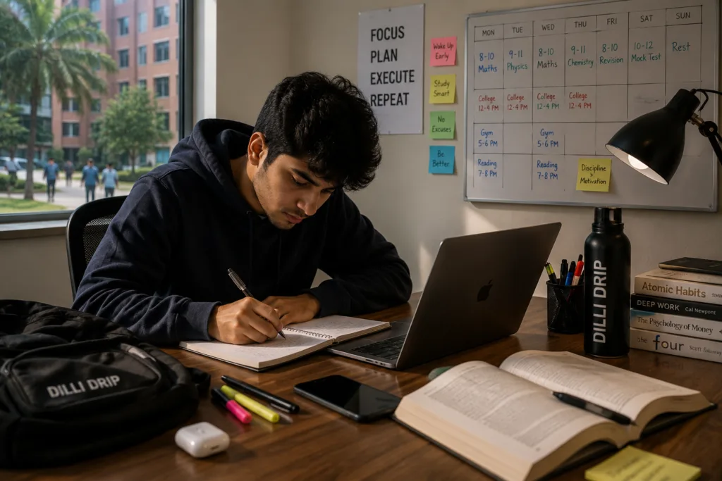 Daily routine for students during a college day.