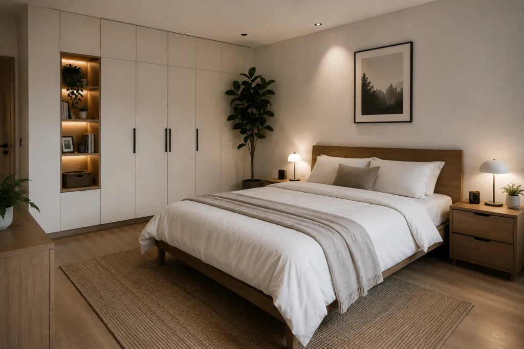 Minimalist bedroom ideas with a clean modern layout.