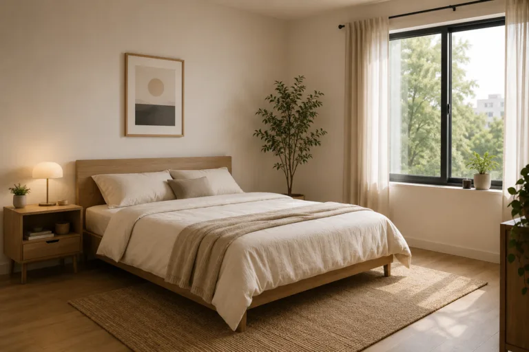 Minimalist bedroom ideas with simple furniture and natural light.