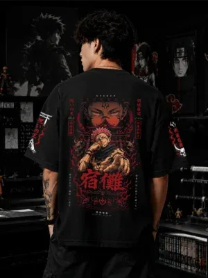 Sukuna King of Curses oversized black anime t shirt by Dilli Drip