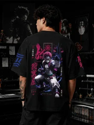Akaza oversized black anime t shirt by Dilli Drip
